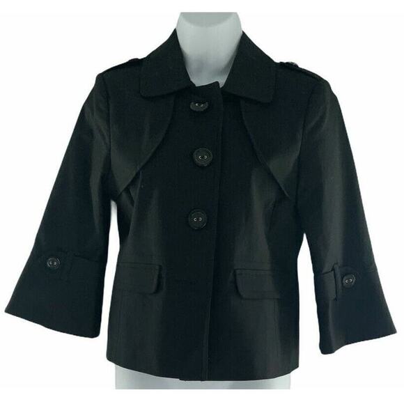 Rafaella Womens Black Military Style 3/4 Sleeve 3 Front Buttons Jacket M/P - Picture 1 of 6